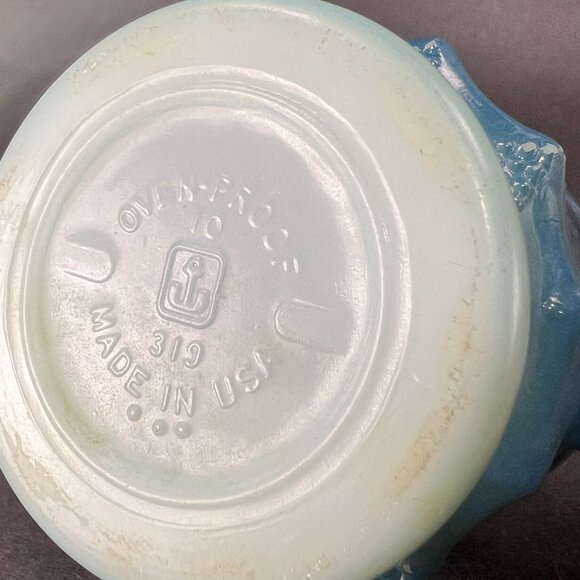 Vtg Anchor Hocking Fire King Kimberly Blue Glass Coffee Mug Diamond USA Retro - Picture 12 of 16